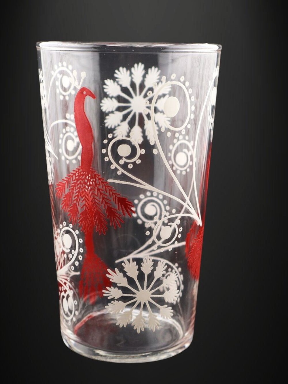 Vintage Atomic Highball Glasses Set of 6 MCM Red White Starburst Barware
